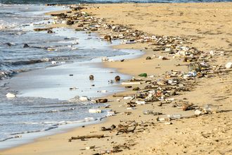 Litter on a sandy beach