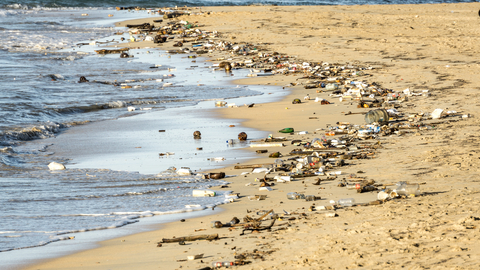 Litter on a sandy beach